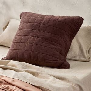 Euro Heavyweight Linen Blend Quilt Sham Dark Fig - Casaluna